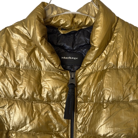 Mackage Metallic Gold Down Puffer Vest Lightweight Luxury Outerwear Small - Picture 2 of 13